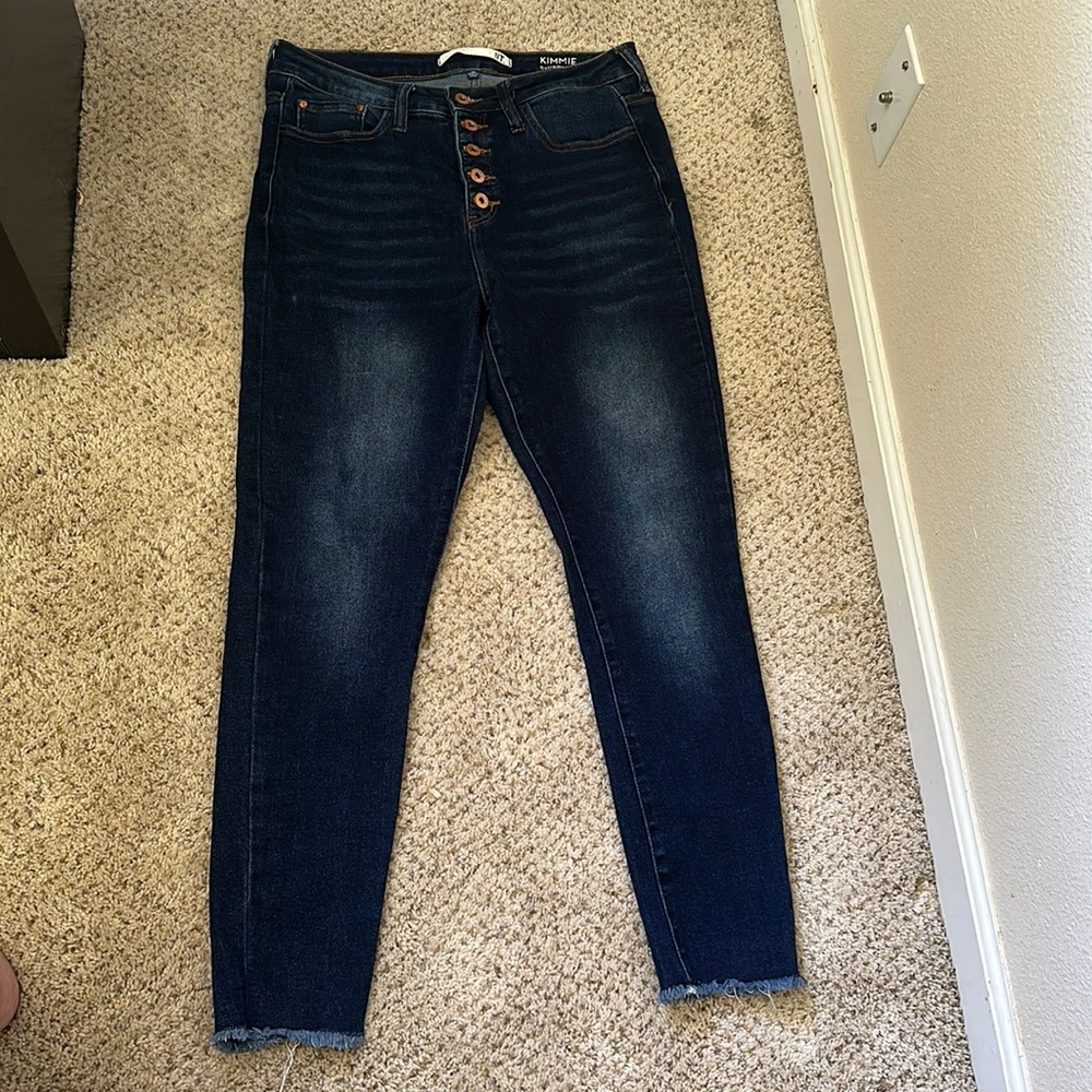 Kimmie high rise button fly skinny  jeans .